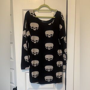 Allegra K Black and White Skull Sweater
